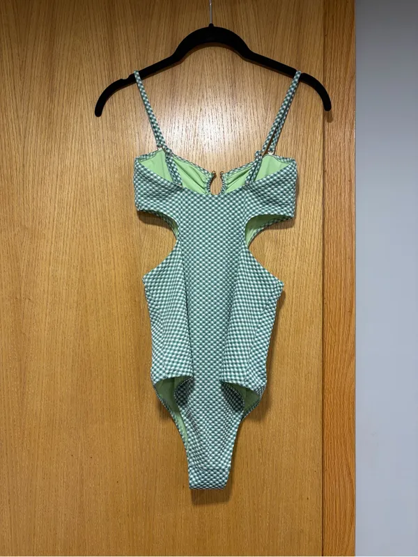 Aerie Green One Piece Swimsuit Sample with Cutouts - Size Small - Image 2