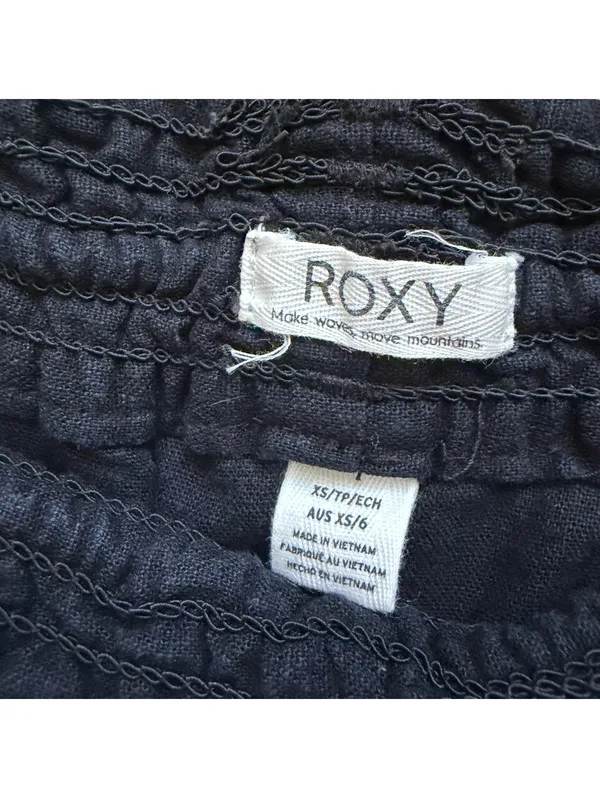Roxy Oceanside Linen Blend Beach Pants Crop Capri Rope Drawstring Women's XS - Image 3
