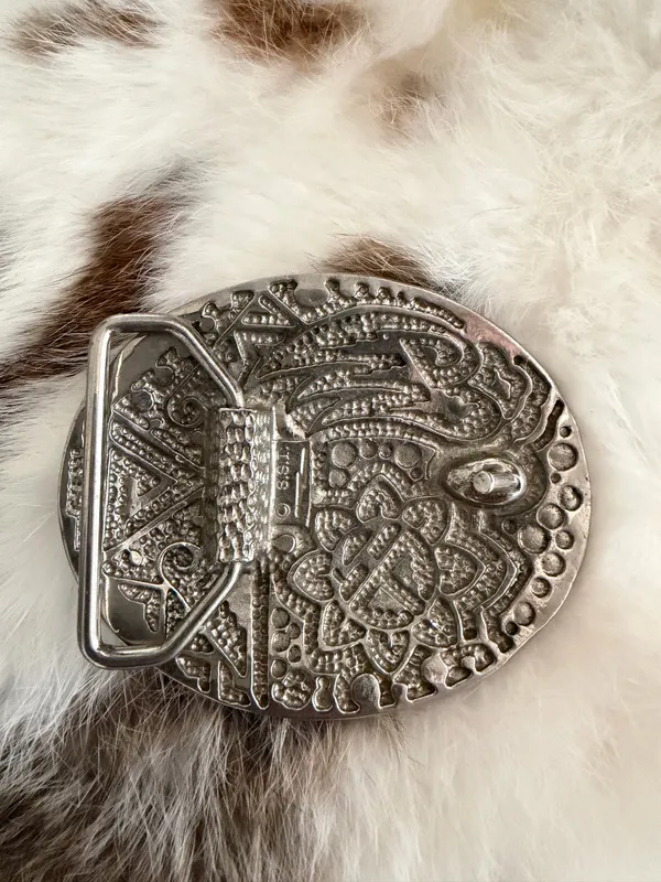 Trucker Turquoise Belt Buckle SSI Silver - Image 2
