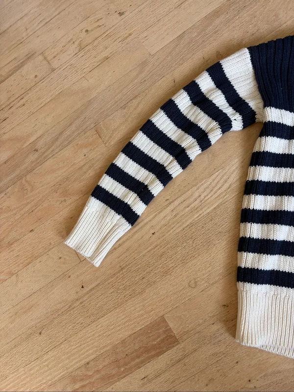 Emerson Fry CAROLYN FUNNEL NECK SWEATER - NAVY COLORBLOCK STRIPE ORGANIC sz S - Image 11