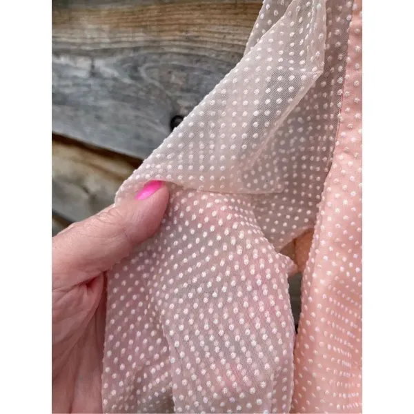 Vintage pale pink size XS Swiss dot sheer sleeves cropped jacket. - Image 4