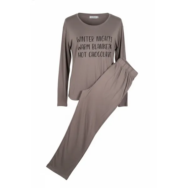 Cozy Comfort Womens Taupe‎ Long Sleeve Pajama Set Winter Nights, Size M, NEW - Image 2