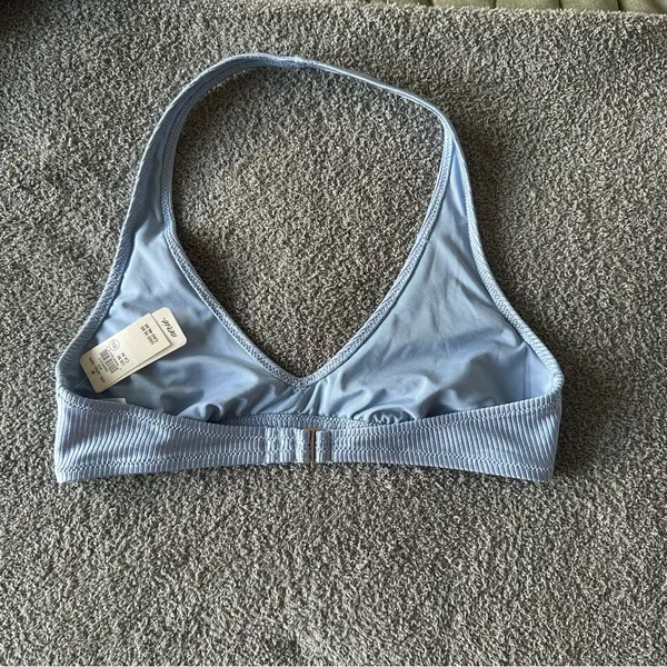 AERIE Blue Ribbed Halter Bikini Top - Image 3