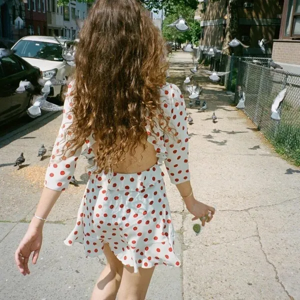 💕REALISATION PAR💕 Goldie Cherry Dress ~ Red Polka Dot Print XS 100% Silk - Image 5