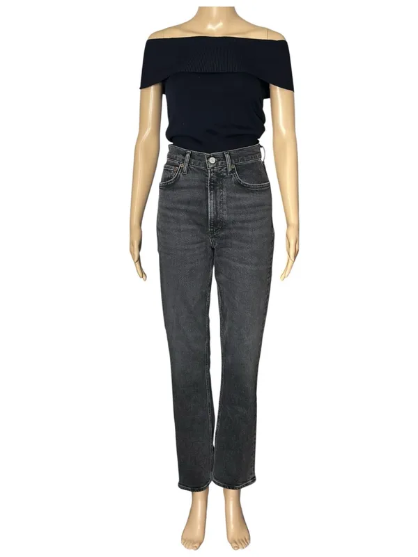 AGOLDE High Rise Stovepipe Jeans, Metal, 24” - Image 9