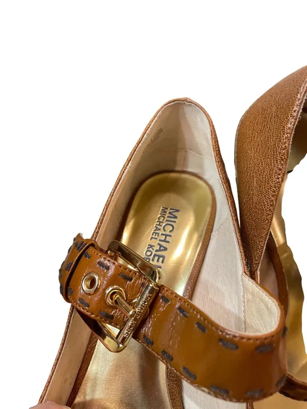 Michael Kors wms brown leather pebbled stilleto 5" heels shoes sz 8M SKU 10-404 - Image 14