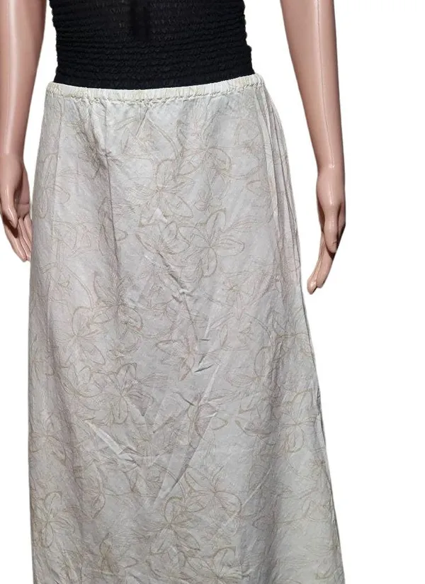 Pulp elastic waist white flower print linen pull-on skirt M - Image 2