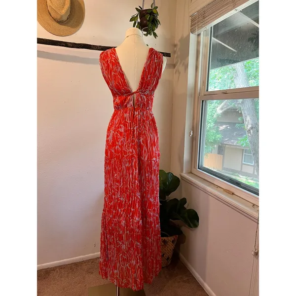 Astr The Label Pascadero Orange Abstract Maxi Gown Dress Size XS - Image 4