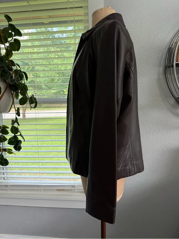 Croft & Barrow Lambskin Leather Zip Up Jacket Size Small - Image 4
