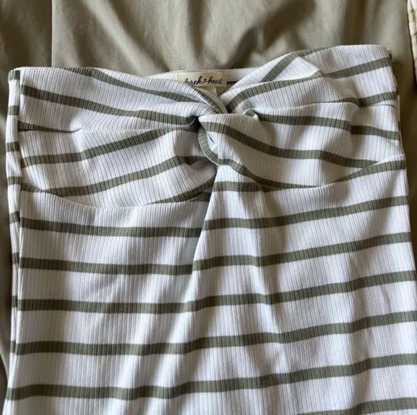 Derek Heart Olive and White Striped Dress - Image 2
