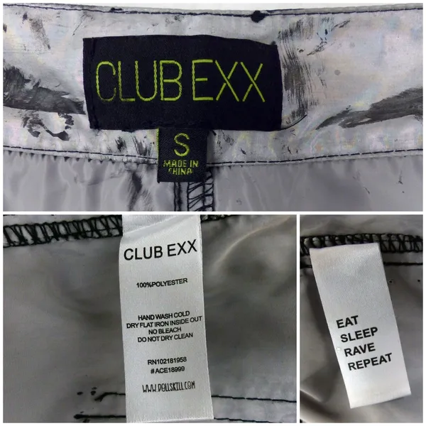 Club Exx Dolls Kill Convertible Cargo Pants S DIY Hand Painted Goth Cyber Rave - Image 11