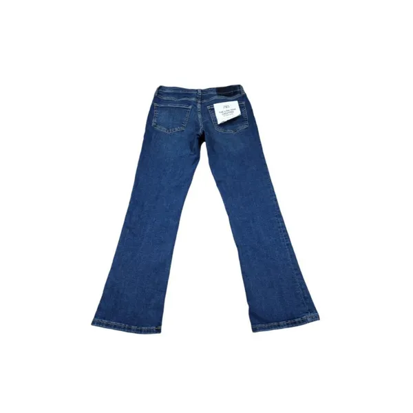 Zara Jeans Cropped Low Rise Flare Dark Wash Blue Stretch Slim Fit Women's Size 2 - Image 3