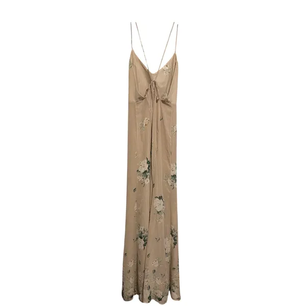 Show Me Your Mumu Floral‎ Maxi Dress Tan Beige XS - Image 4