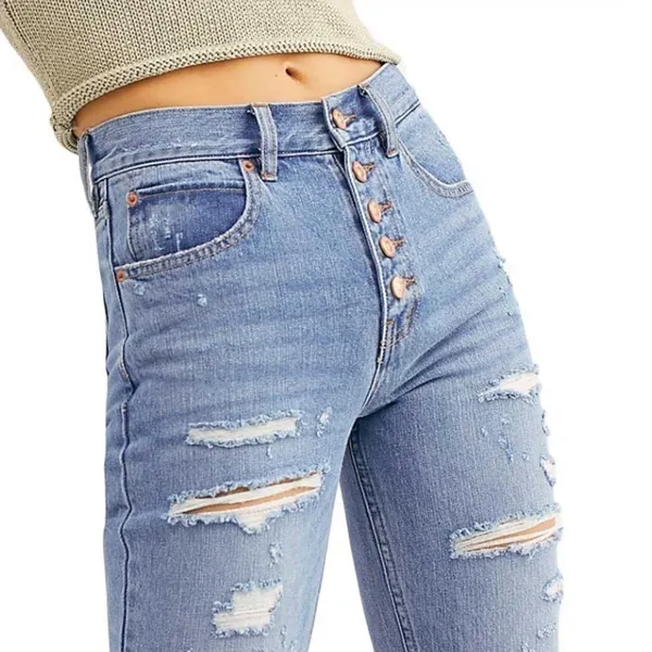 Free People We The Free Blossom Distressed Rigid Skinny Jeans in Blue Size‎ 28 - Image 3