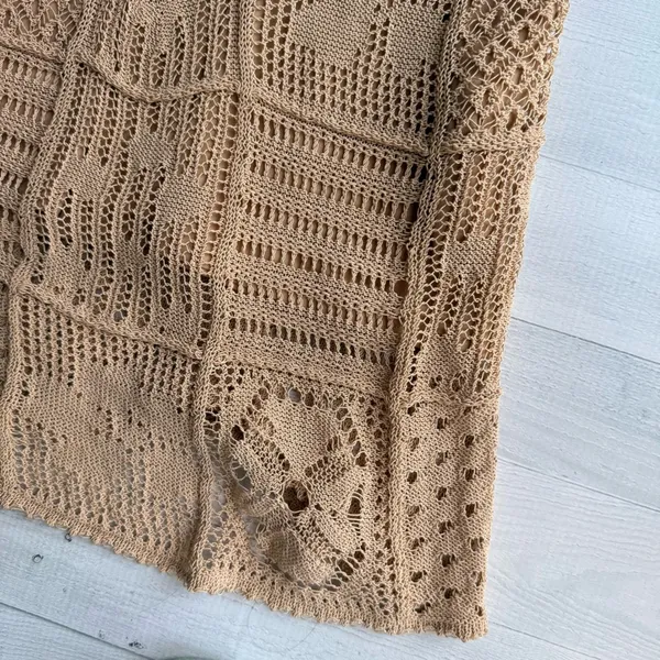 Zara Beige Crochet Dress Size S - Image 7