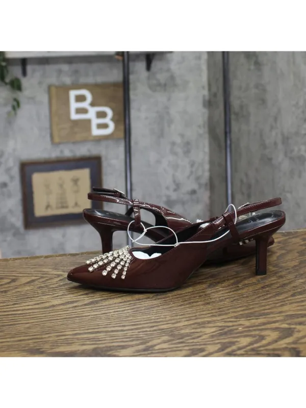 NWT A New Day Serafina Rhinestone Slingback Heels 94661785 Burgundy Red 8.5M - Image 8