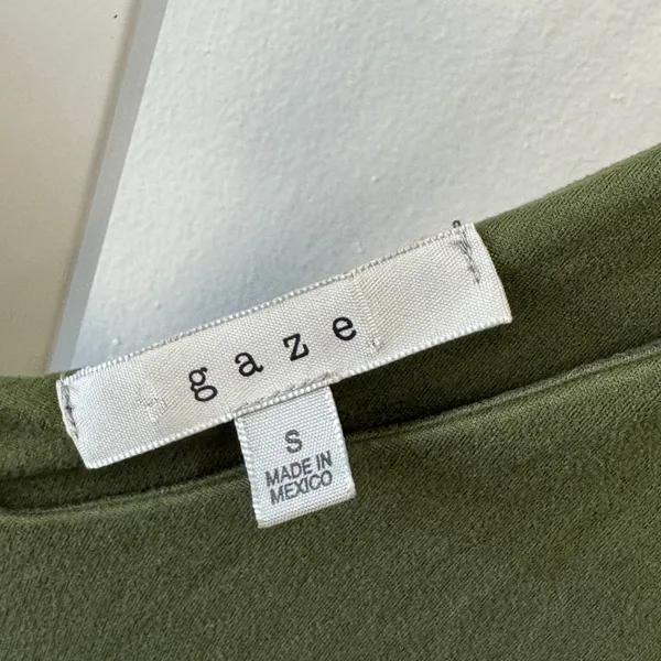 Gaze Olive Green V-Neck Spaghetti Strap Bodysuit Small T42668 Soft Stretch - Image 5
