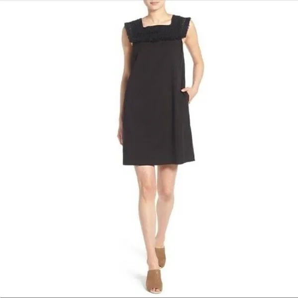 Madewell Black Sundream Fringe Cotton Shift Dress - Image 9