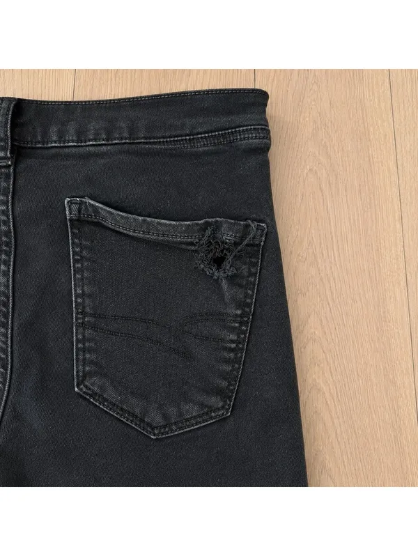 American Eagle Next Level Stretch Black Distressed Skinny Jeans 4 Short - Image 5