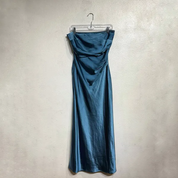Runaway The Label Steel Blue Kristine Strapless Satin Maxi Dress Sz M - Image 2