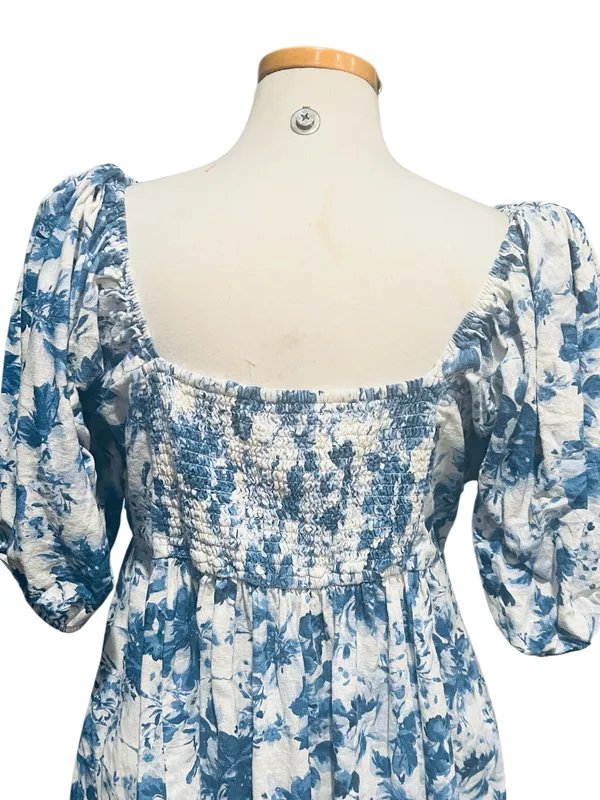 Abercrombie & Fitch Emerson Poplin Puff Sleeve Mini Dress S Blue/White Size XL - Image 11