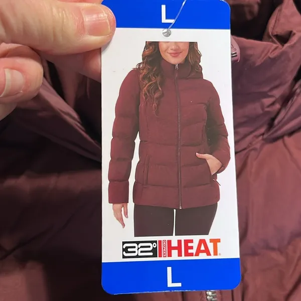 Puffer Coat Hooded Maroon Jacket Ski Burgundy 32 Degrees Womens Large - Image 6