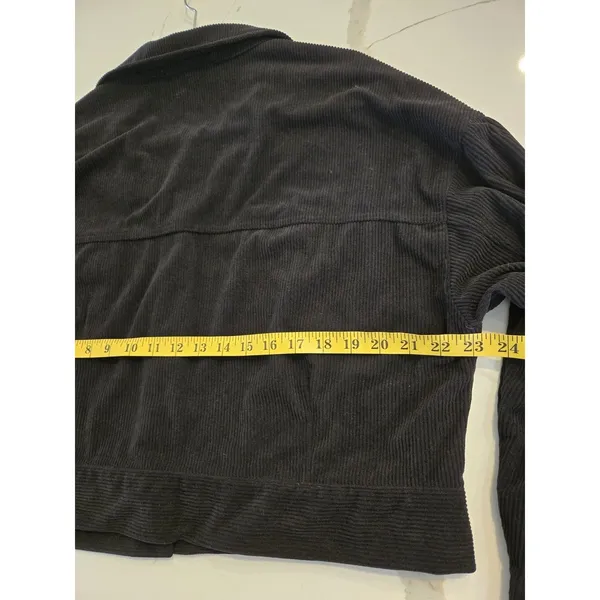 ​Hyfve Corduroy Jacket M Women Black Cropped Button Front Pocket Utility Shacket - Image 6