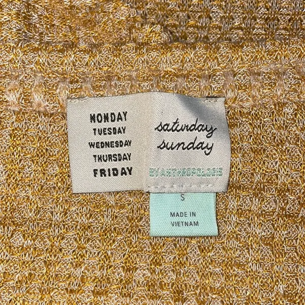 Anthropologie Saturday Sunday Waffle Knit Top Thermal Ruffle Split Back Fall - Image 4