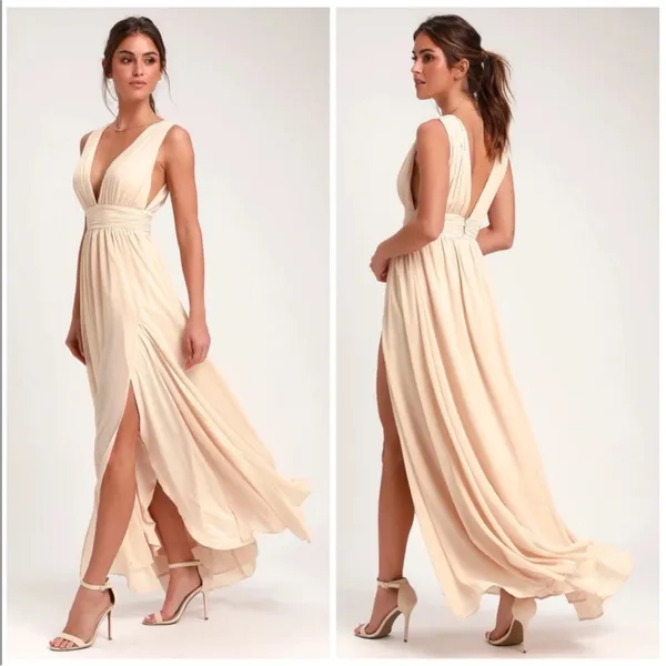 Lulus Heavenly Hues Blush Maxi Dress Bridesmaid Wedding Prom Size‎ Small - Image 2