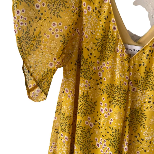 Emma & Michele Small Yellow Floral Flutter Sleeve‎ Maxi Dress Kentucky Derby - Image 4