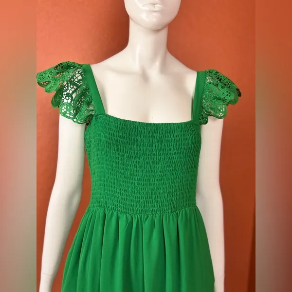 Unbranded Boho Lace Sleeveless Square Neck Ruffle Maxi Dress Pockets S L K-45 - Image 10