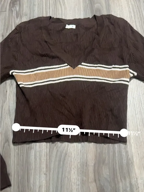 Garage Brown V-Neck Stripe Sweater - Image 11