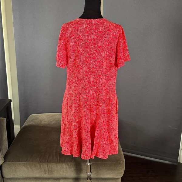 Universal Thread Red White Stars Short Sleeve Button Front Mini Dress Size L - Image 6