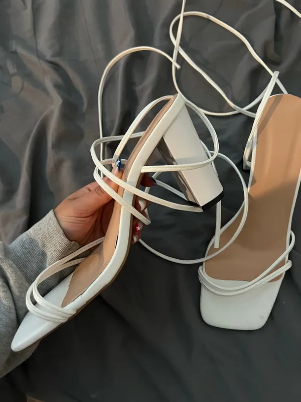 White Shein strappy heels - Image 2