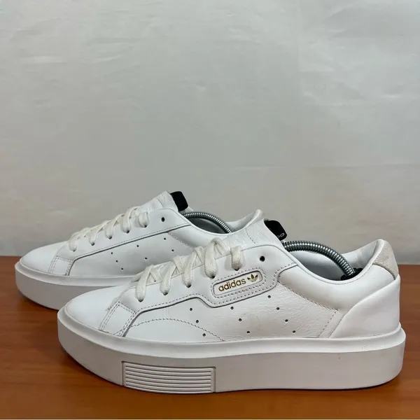 Adidas Sleek Platform White Gold Women's Leather Sneaker Size 8.5 #696 - Image 3