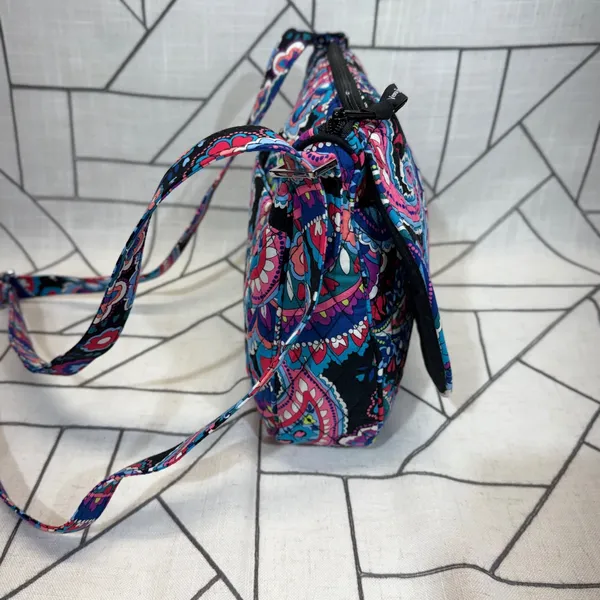 Vera Bradley Crossbody Bag Small Midnight Blues Paisley Quilted Cotton Turnlock - Image 8