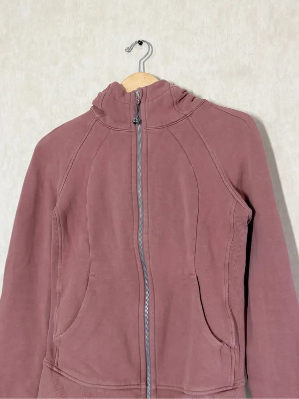 Lululemon Women’s Scuba Full Zip Hoodie Light Cotton Fleece in Pink Mauve a8 - Image 2