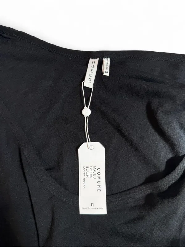 COMUNE "Malibu" Black Long Sleeve Scoop Neck Top - Image 3