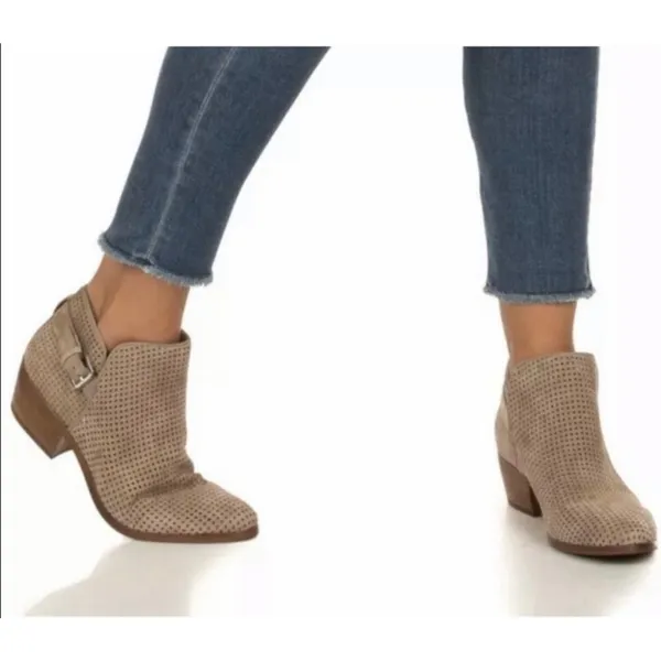 Sam Edelman Womens 9 Paula‎ Perforated Leather Buckle Ankle Boot Putty Suede - Image 11