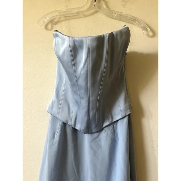 Oh Polly Avielle Satin Corset Bridesmaid Maxi Dress Sky Blue Size 2 New - Image 7