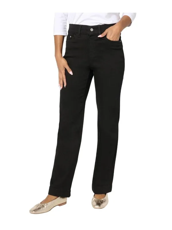 Denim & Co. Cozy Touch Relaxed Straight Jeans A671600 Black 6 Tall - Image 7
