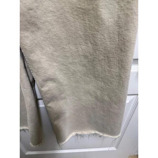 Zara High Waisted Wide Leg Pants Womens US 4 Beige Sand Raw‎ Hem Cropped - Image 10