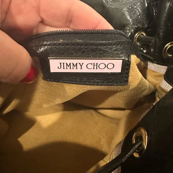 JIMMY CHOO BLACK SOFT LEATHER Luxury Old Money HANDBAG - Image 4