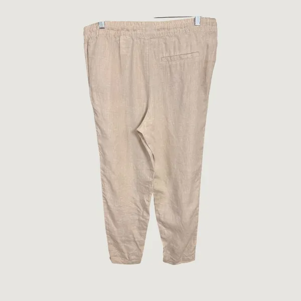 HM LOGG Womens 100% Linen Drawstring Tapered Pants Beige Size 12 0690936 1 - Image 5
