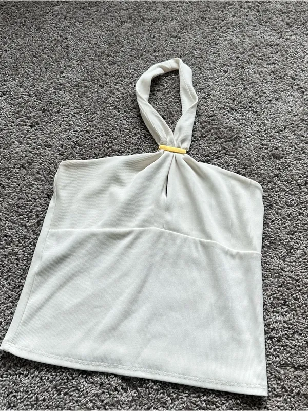 Mango Cream Halter Top with Gold Bar - Image 2