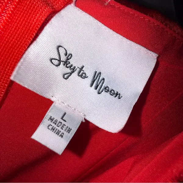 Sky to Moon - NWOT Red Satin Chemise Dress - Size Large - Image 5