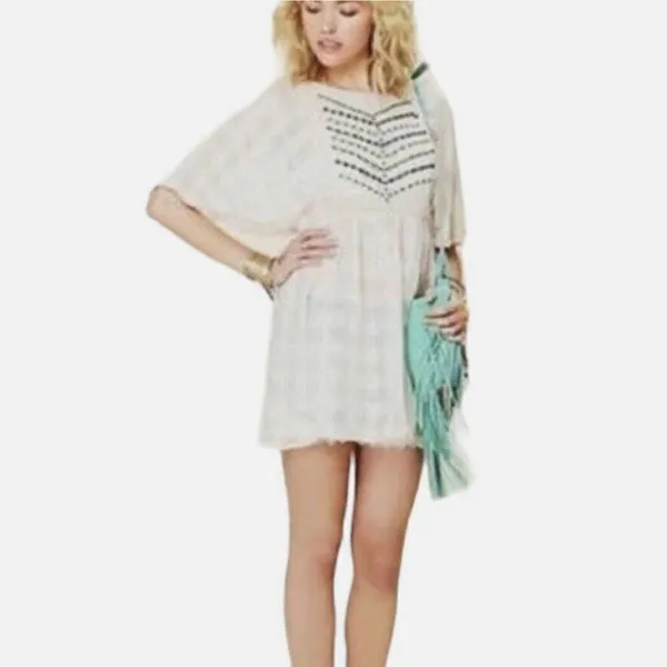 Free People | New Romantics | Rainbow Sheer Flower Bud Embroidered Tunic - Image 4