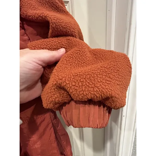 Wild Fable Womens Rust Orange Mixed Media Sherpa‎ Fleece Nylon Full Zip Jacket M - Image 8