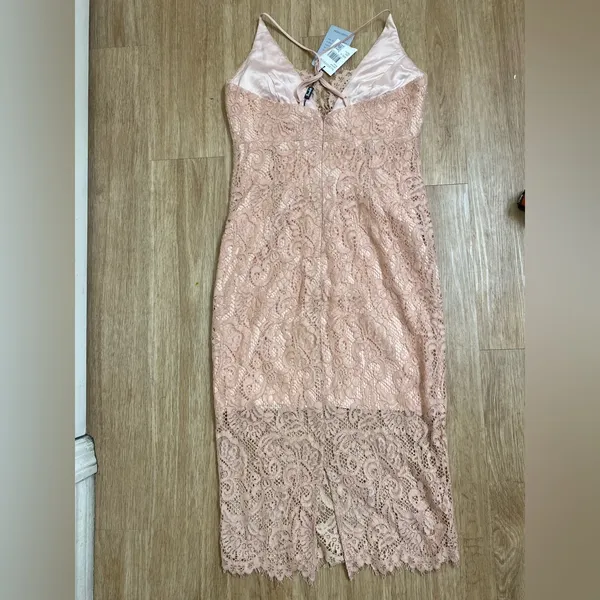 Bardot Nude Blush Lace Midi Dress - Image 4