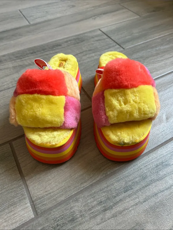 UGG Women's Disco Checker Slides: Rainbow Yellow - Image 2